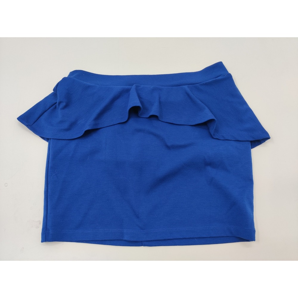 Popular Basics Royal Blue Peplum Ruffle Mini Skirt Large Stretch Bodycon Tiered
